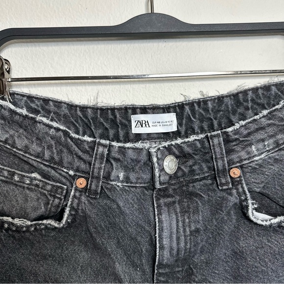 Zara High Waisted Distressed Cut Off Jean Shorts - Picture 2 of 4